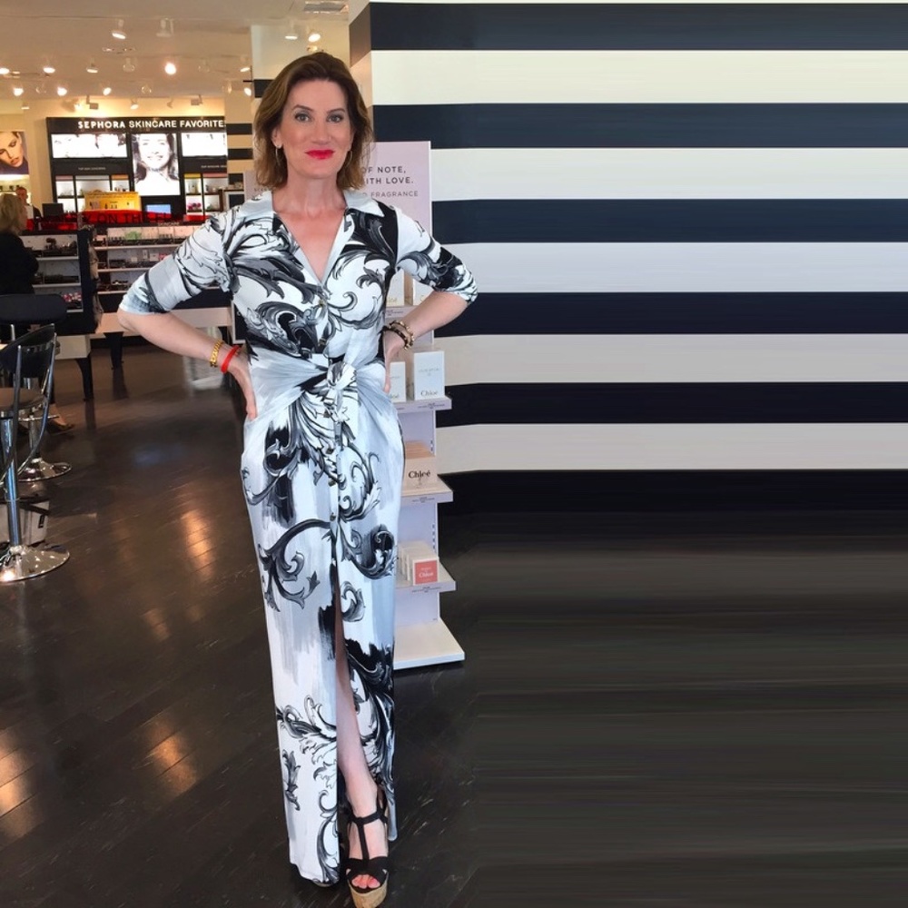 Vintage Versace Collection Print Maxi Shirt-Dress
